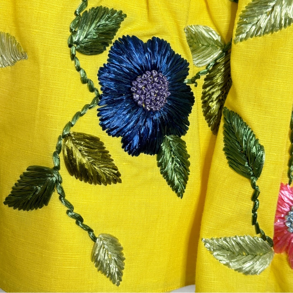 Alexis Kasandra Embroidered Floral Skirt Pattern Yellow Mini RARE HTF SZ Medium - Picture 8 of 16